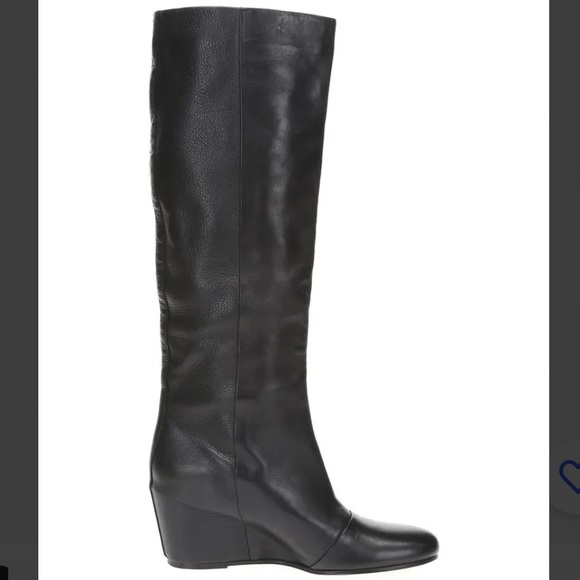 Vince. Hidden Wedge Knee High Leather Riding  Boot Black, Size 8 - Picture 5 of 12